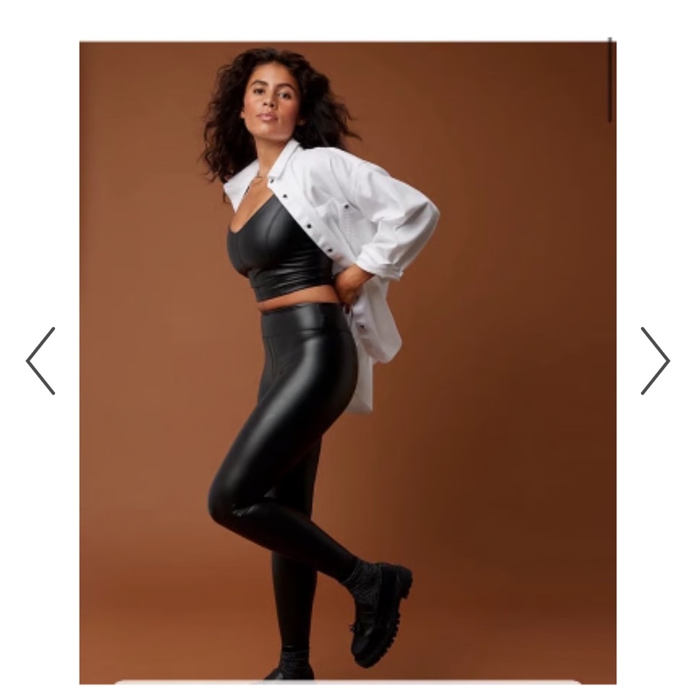 OFFLINE By Aerie Real Luxe Faux Leather Legging- True Black- Size S Short